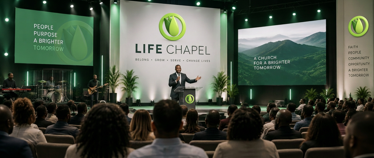 Life Chapel pastor preaching in a vibrant worship gathering
